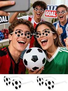 12/6/3/1 pieza Gafas sin marco con forma de corazón de fútbol, gafas de regalo para fiesta con tema de fútbol, adecuadas para fiesta con tema deportivo, aniversario, despedida de soltera, regalo de cumpleaños, carnaval, eventos divertidos o recuerdos de fiesta, fiesta en la piscina y fiesta en la playa, accesorios para fiesta de la Copa del Mundo, accesorios para fiesta con tema de fútbol - Ver 3