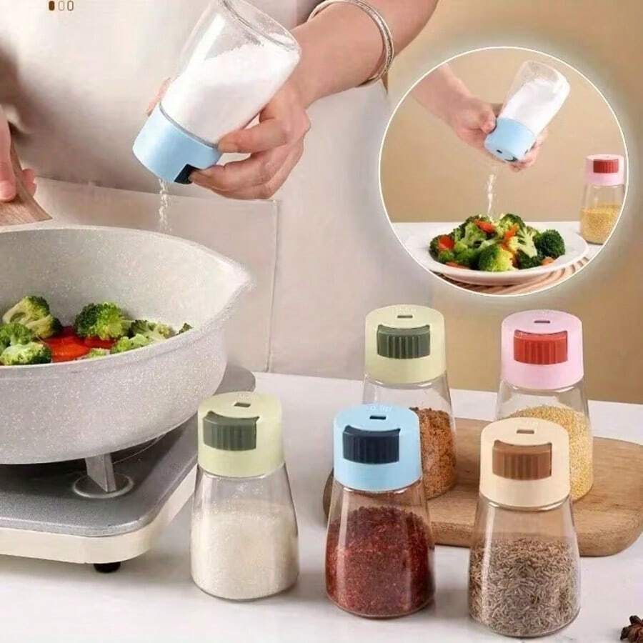 4件套厨房调味罐套装，包括盐罐、糖罐、香料罐和月桂叶罐。 - 彩色 - 查看 1