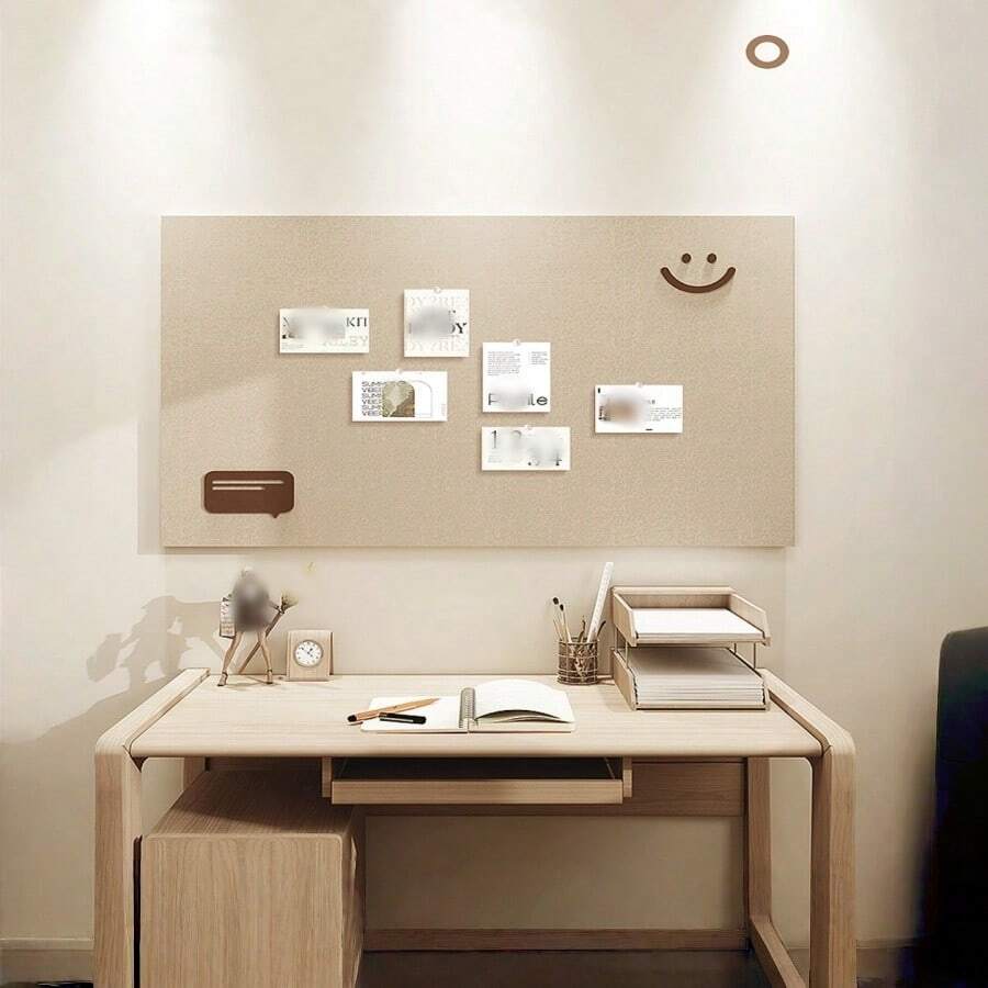 自粘式吸音毛毡墙板 40x80cm，笑脸图案 – 多功能公告板、照片展示板和留言板，适用于家庭、办公室、教室 – 北欧简约设计 - A - 查看 1