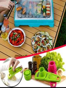 1 pieza Prensa de ajo y rallador de jengibre de uso múltiple para la cocina - Multicolor - Ver 9