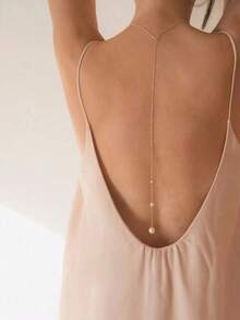 1pc Elegant Sexy Raindrop Chain Backless Necklace, Suitable For Women Any Occasion - 黃金2 - 查看 6