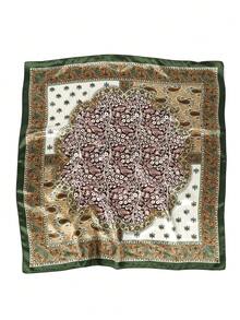 1 chiếc khăn lụa họa tiết Paisley màu xanh lá cây dành cho nữ, khăn vuông đa năng 90x90cm, thích hợp để quấn đầu, băng đô, khăn bandana, khăn quấn ngực gợi cảm, lễ hội âm nhạc mùa hè, bãi biển, kỳ nghỉ, phụ kiện, vật dụng cần thiết khi đi du lịch. - Paisley xanh - Xem 3