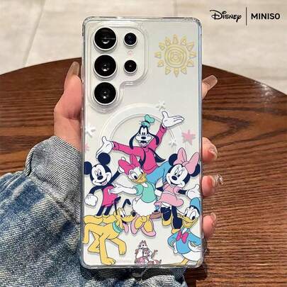 Miniso Disney Mickey & Friends Group Celebration Design Phone Case Transparent Magnetic Shockproof Case Suitable For Samsung S26 Ultra/S26 Edge/S26 Plus/S26/S25 Ultra/S25 Plus/S25/S25FE/S25Edge/S24Ultra/S24Plus/S24/S24FE/S23FE/S23Ultra/S23Plus/S23/S22Ultra/S22Plus/S22/A15/A16/A17/A35/A36/A37/A54/A55/A56/A57 Stocking Stuffers The Girlfriend