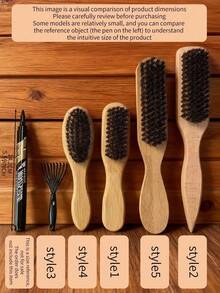 1 pieza Peine de cerdas de jabalí salvaje, adecuado para cola de caballo lisa, control del frizz, definición del nacimiento del cabello - con cerdas anchas y aumento de volumen, sección y división convenientes, herramienta de peinado, accesorio para el cabello - Multicolor - Ver 7