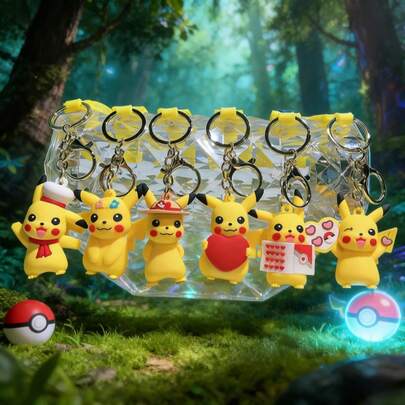 pokemon 宝可梦钥匙扣，卡通可爱玩偶汽车钥匙扣，包包挂件，包装装饰小礼物，手机挂件，朋友生日礼物，家门钥匙扣，硅胶钥匙扣包包装饰