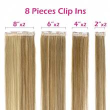 Clip In Hair Extensions Remy Human Hair Hair Extensions P8/613 Color Clip Ins Natural Human Hair 14-26 Inches 120G 8Pcs Clip Ins - S8/613 - View 7