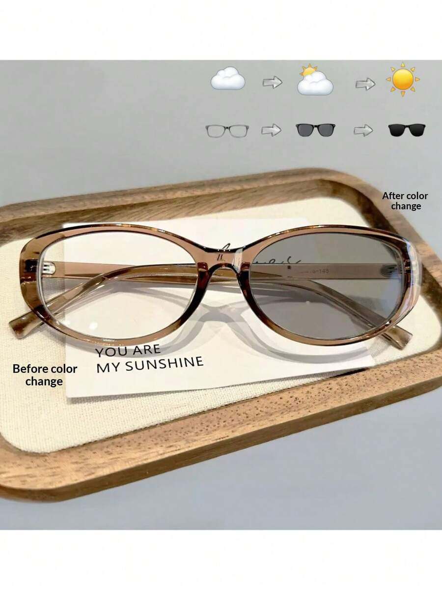 1 Pasang Kacamata Fashion Wanita Model Cat Eye Photochromic, Cocok Untuk Membaca di Dalam Ruangan dan Melindungi Mata di Luar Ruangan - Bermacam-macam - View 1