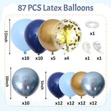 Blue & Gold Balloon Garland Arch Kit, Navy Blue, Light Blue, Metallic Gold & Blue Balloon Arch Set, Macaron Blue & Gold Foil & Sequin Balloons For Birthday, Wedding, Graduation, Baby Shower Party Decoration - A-1 - View 2