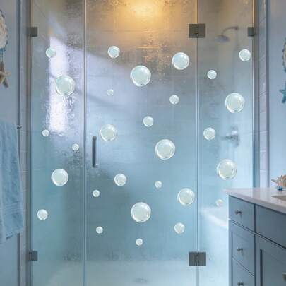 1pc Creative Transparent Bubble Glass Sticker, Waterproof And Removable Vinyl Wall Sticker, Suitable For Bathroom Shower Room Window Mirror Decoration, DIY Home Interior Decoration, Beautiful Wall Decoration
