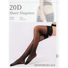 [Free Shipping]High StocFKings For Women, Reinforced Lace Top Tights With Anti-Slip Silicone, Sexyys Sheer Nylon Lingerie - 黑色 - 查看 4