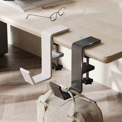 Móc treo bàn làm việc có thể điều chỉnh - Hợp kim nhôm chịu lực cao, lắp đặt trên cửa/tường, không cần khoan lỗ, tiết kiệm không gian lưu trữ, phù hợp cho ba lô, chai nước, chìa khóa - Dùng cho văn phòng tại nhà và bàn học. Thiết kế thời trang, dụng cụ sắp xếp đồ dùng văn phòng và phụ kiện, móc treo đơn giản, chắc chắn.