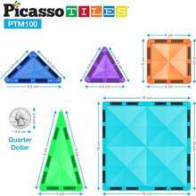 PicassoTiles - Magnetic Block Set, Diamond Series, Magnetic Building Blocks, STEM Learning, For Children Ages 3 And Up, PTM100 - 100 Pieces - View 3