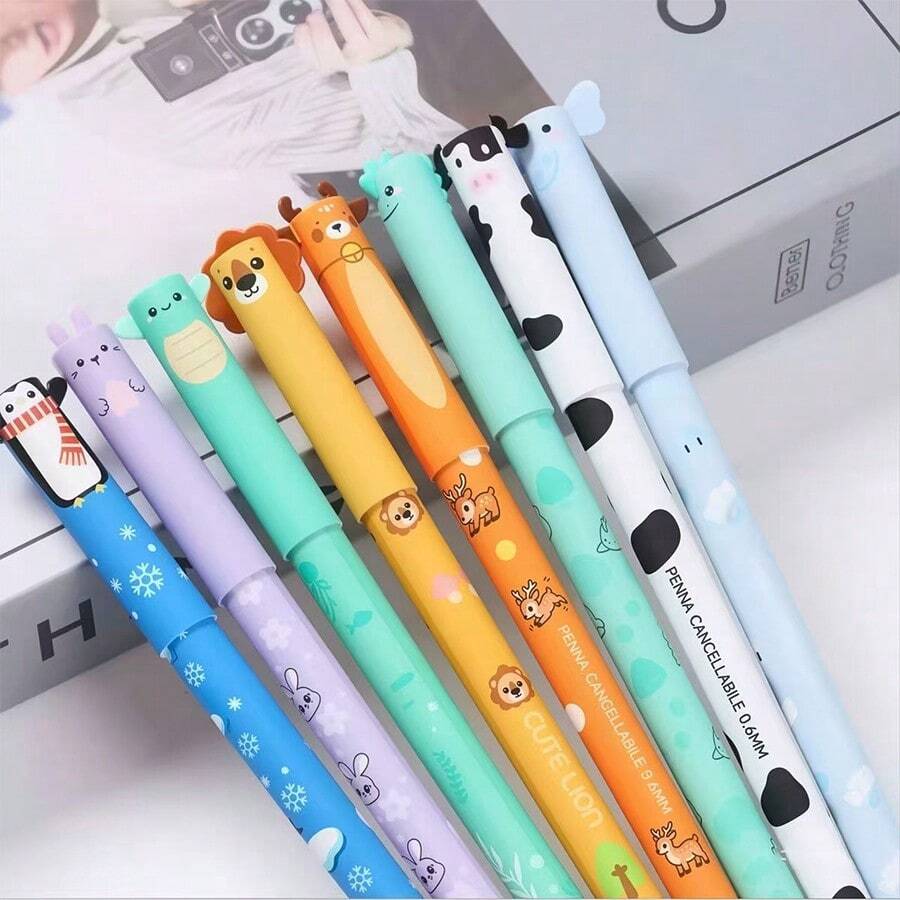 20 piezas Nuevo set de bolígrafos de gel borrables con forma de animales, incluye 8 bolígrafos con tintas de varios colores, 12 cartuchos de repuesto, adecuado para escribir, dibujar, colorear, garabatear, se puede usar como recompensas para estudiantes o regalos de regreso a clases - Conjuntos - Ver 1