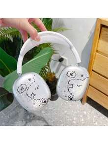 1 Bộ ốp lưng TPU mềm hình chú chó dễ thương, tương thích với tai nghe Max, ốp tai nghe hình mèo của Apple, ốp bảo vệ tai nghe TPU trong suốt cao cấp. - Nhiều màu - Xem 3