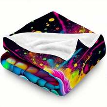 Flannel Blanket With Snake Head Pattern, Hypoallergenic Fabric, Digital Print, Suitable For All Seasons, Versatile And Stylish Design. Perfect Gift For Birthdays, Christmas, New Year's Day, Ideal For Beds, Sofas, Camping, Travel, Cars, Or Room Decoration-Ideal For Girls, Boys, And Adults - White - View 8