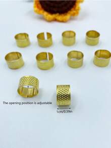 [10pcs]Gold Open-Top Thimble, Open Style Adjustable To Fit Most Adult Finger Sizes, Anti-Slip Surface With Textured Grip For Enhanced Friction And Better Control, Effective Finger Protection, Suitable For Embroidery, Fabric Crafts, Clothing And Home Textile Repair - Thimble - View 9