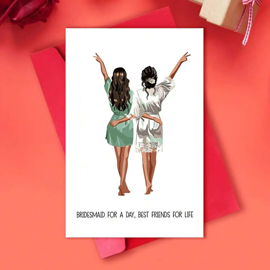 1 tấm thiệp chúc mừng phù dâu hài hước - Món quà mùa xuân hoàn hảo, lý tưởng để ngỏ lời với người bạn thân nhất hoặc em gái của bạn. - Một kích cỡ phù hợp cho tất cả - Xem 1