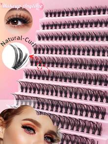 40D/40D*2 200 Pcs Cluster Lashes 8mm-16mm D Curl Grafting Individual Volume Eyelash Extension Makeup Tool, DIY At Home For Natural, Dramatic Look False Eyelashes - D - View 1