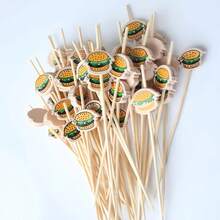 50/100/200/400pcs Premium Hamburger Shaped Skewers, Disposable Mini Bread Shaped Cake Pops With Hamburger Seed Pattern Design, Cocktail Picks, Fruit Picks, Burger Picks, Snack Picks, Suitable For Party, Wedding, BBQ, Picnic, Bakery - Food Decor - Multicolor - View 11