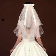1 buah Kerudung Pengantin Pita, Cocok untuk Pernikahan, Fotografi Studio, Pemotretan Akta Nikah, Pesta Lajang, Cocok untuk Pengantin dan Wanita - Putih - View 3