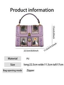2026 Nuova borsa da donna di alta moda, borsa Boston cuscino vintage Y2K di lusso con carta dei tarocchi, borsa da medico con motivo gatto carino, borsa rotonda di grande capacità con forma unica rosa e viola, borsa a mano, a spalla e a tracolla personalizzata in stile street in PU - Multicolore - Visualizzare 3