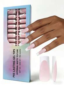 150 miếng dán móng tay gel mềm kiểu Pháp, miếng dán móng tay tự dính hình chữ nhật màu hồng, miếng dán móng 3 trong 1 bền và lâu trôi, móng giả phù hợp cho việc tự làm móng tại nhà với 15 kích cỡ. - Hồng - Xem 1