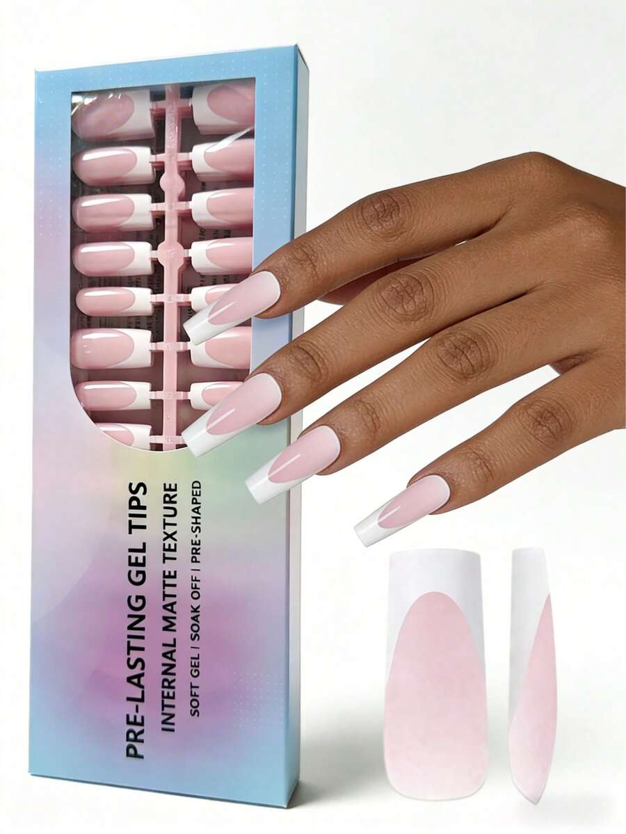 150 miếng dán móng tay gel mềm kiểu Pháp, miếng dán móng tay tự dính hình chữ nhật màu hồng, miếng dán móng 3 trong 1 bền và lâu trôi, móng giả phù hợp cho việc tự làm móng tại nhà với 15 kích cỡ. - Hồng - Xem 1