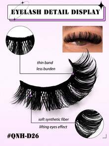 10 Pairs D Curl Russian Style False Eyelashes, Cat Eye Effect, Natural Fluffy Faux Mink Lashes, Thick And Long, Create Charming Lifted Eye Makeup - Black - View 9