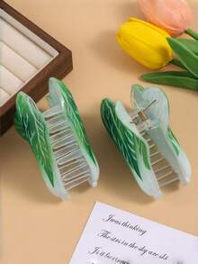 1个趣味仿真小白菜发夹，创意蔬菜造型，新奇发夹，适合丸子头造型 - 彩色 - 查看 4