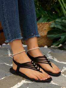 Dép xỏ ngón đế bằng cổ điển, thoải mái và thời trang dành cho nữ. - màu đen - Xem 5