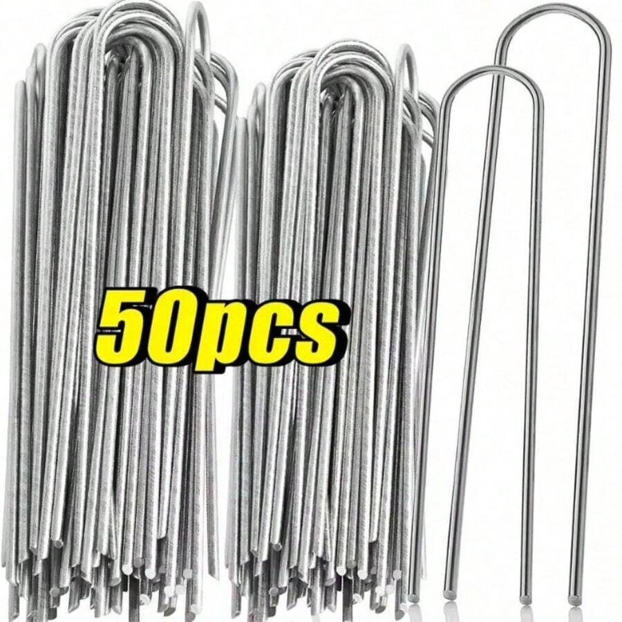 Đinh làm vườn hình chữ U, cọc rào chịu lực, chốt cắm cỏ, đinh cố định bằng kẽm dùng để gia cố hàng rào và rào chắn sân cỏ. - Nhiều màu - Xem 1