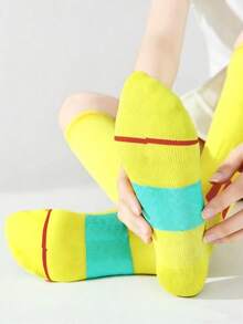1/6 pares de calcetines de compresión altos hasta la rodilla, delgados, para yoga, fitness y deportes, para primavera/verano - Multicolor - Ver 11