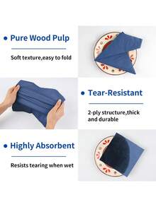 20/60/100 Pcs Cocktail Napkins Disposable, 2-Ply 5" X 5" Party Napkins, Square Beverage Dinner Napkin For Wedding Birthday Party Anniversary Reception Bar Event - Navy Blue - View 3