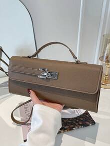 Fashionable Clasp Small Square Bag, New Handbag, Mini Mila Bag, High-End Niche Handbag & Shoulder Bag - Brown - View 10