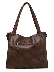 Genuine Soft Leather Tote Bag, Women's Shoulder Crossbody Bag, Large Capacity Handbag - Brown - View 7
