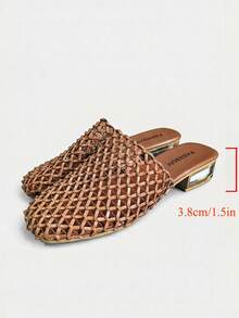 planare Nuevas sandalias de tacón grueso de tela tejida minimalista de moda para mujer en color marrón - Marrón - Ver 9