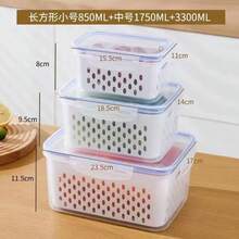 2pcs/3pcs/4pcs Refrigerator Food Storage Boxes With Lids And Removable Colander, Stackable Fruit And Vegetable Storage Containers, Transparent Fridge Organizer, Gray/Blue, Multiple Sizes S/M/L/XL - View 17