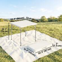 Outsunny 34" Plastic Folding Camping Table, Square Picnic Table With Adjustable Height And Carrying Handle, Indoor Outdoor Use For Picnic, Beach, BBQ, White - White - View 7