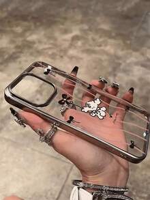 可爱蝴蝶结小狗设计手机壳，兼容 15 Pro Max、14 Pro、新款 13、12、11、XS、XR、X，透明防震保护壳，少女风 - 無色 - 查看 4