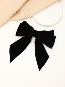1pc Fashionable Black Bow Hair Clip, Large Size Hairpin Hair Accessory, Suitable For Daily Wear And Christmas,Summer,Holiday,Travel, Claw Clips - Black - View 2