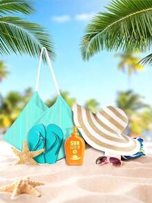 1pc Retro Striped Open Beach Chair Cover, Microfiber Quick-Dry Towel, Suitable For Pool Chairs, Beach Towel Chair Cover With Pocket, Travel Essential Holiday Accessory - F - View 6