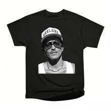 High-Quality Bruno Mar S THE ROMANTIC Portrait Print Vintage Crew Neck T-Shirt - 黑色 - 查看 1