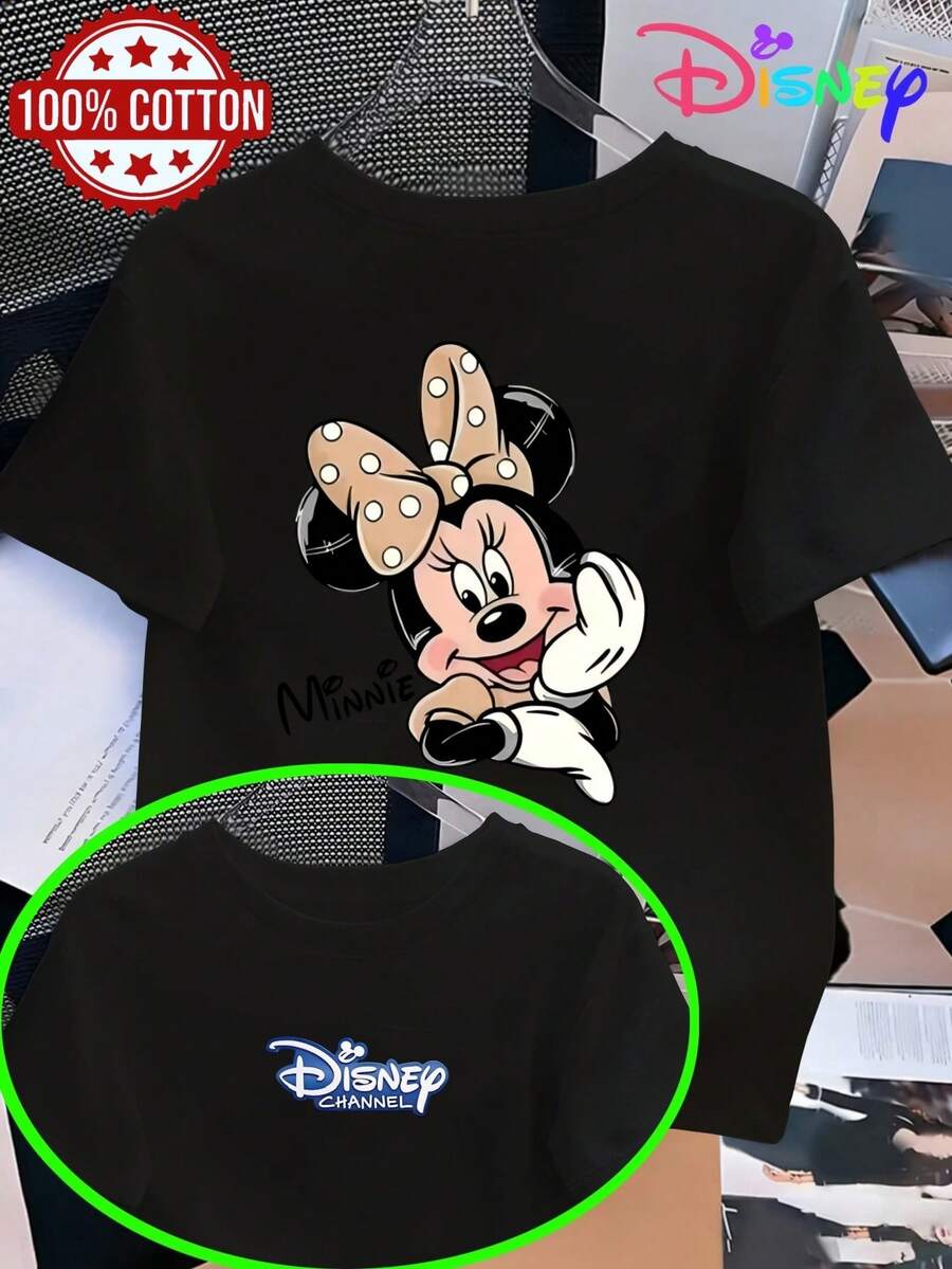 100% Cotton Disney Minnie Mouse Pearl Bow Graphic T-Shirt, Oversized White TeeCrafted From Soft, Comfortable, And Durable Pure Cotton Fabric, This Round-Neck T-Shirt Is An Ideal Choice For The Spring And Summer Seasons. Suitable For A Wide Range Of Occasions-Including Daily Wear, Shopping, Parties, Travel, And Social Gatherings-It Also Makes For An Exquisite Gift. - màu đen - Xem 1