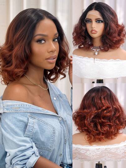 12 Zoll Kurze Körperwelle Glueless Perücken 13x4 Lace Front Körperwelle Bob Perücke mit Baby Haar für Frauen, elastische Mesh-Kappe, japanische Faser, geeignet für alle Menschen, Halloween, Kostümparty Verkleidung