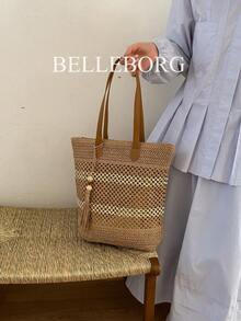 Straw Bag, Elegant Vacation Style, Versatile Large Capacity Women Shoulder Bag - Brown - View 2