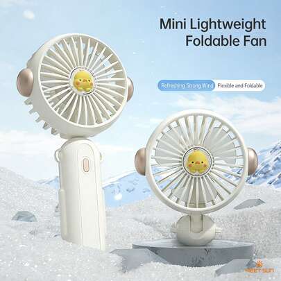 MEET SUN مروحة يدوية صغيرة قابلة للشحن 1200 مللي أمبير في الساعة، ب- 3 سرعات رياح، قابلة للطي، مروحة لتثبيت المكياج، جهاز تبريد للصيف، مروحة هادئة للمكتب