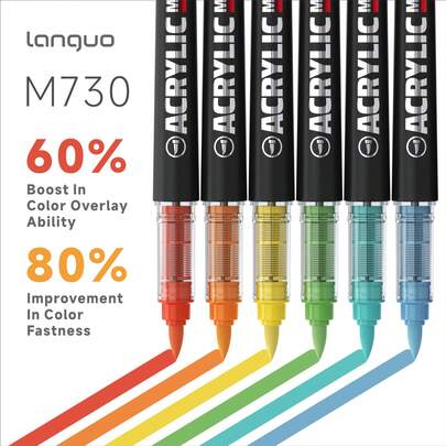 Languo High-Capacity Acrylic Marker Pen PRO, Acrylic Marker, Acrylic Felt, Felt Coloring, Alcohol Marker, Art Supplies, Soft Tip 1-5mm Thickness, Suitable For Painting, Writing, Marking, DIY...Fabric Storage Bag Design For Easy Storage And Portability, Handheld And Crossbody