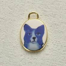 1 件装蓝白系列 DIY 首饰吊坠，心形/靴子/蝴蝶/天鹅/动物/花朵珐琅元素，复古少女风百搭吊坠配件 - 印刷藍色 - 查看 24