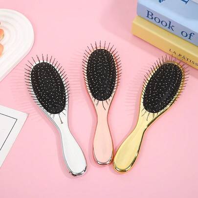 电镀钢针气垫梳 | 防静电护发按摩梳 | 金色、银色、玫瑰金可选 | 卷发造型工具 | 女孩便携旅行梳 | 沙龙级美发造型工具 | 礼品 | 个人美发梳 | 派对、美容和个人护理……条纹梳