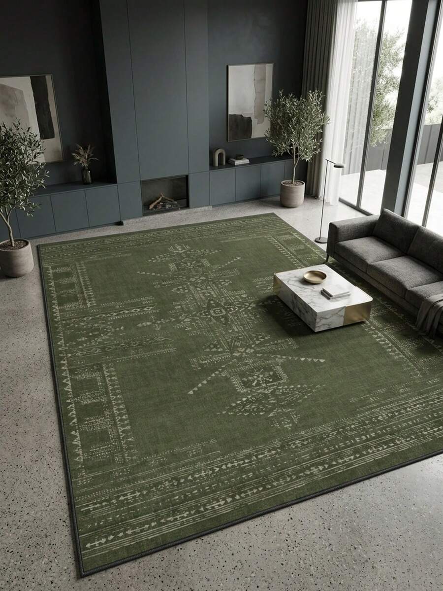 1 Stück Nordischer INS Stil Vintage Geometrischer Gestreifter Abstrakter Totem Weicher Kunst-Kaschmir Teppich, Badezimmer, Küche, Eingang, Flur, Nachttisch, Wohnzimmer, Schlafzimmer, Ganzjährig Maschinenwaschbar Große Größe Bodenmatte, Ästhetische Heimdekoration - Verschiedenfarbig - Übersicht 1